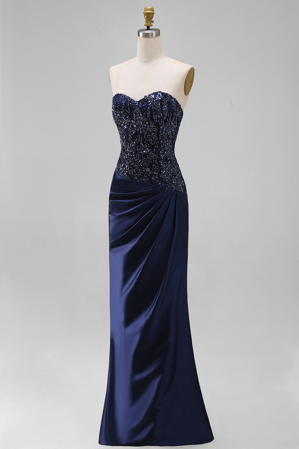 Sparkly Navy Sweetheart Beaded Mermaid Long Wedding Guest Dress
