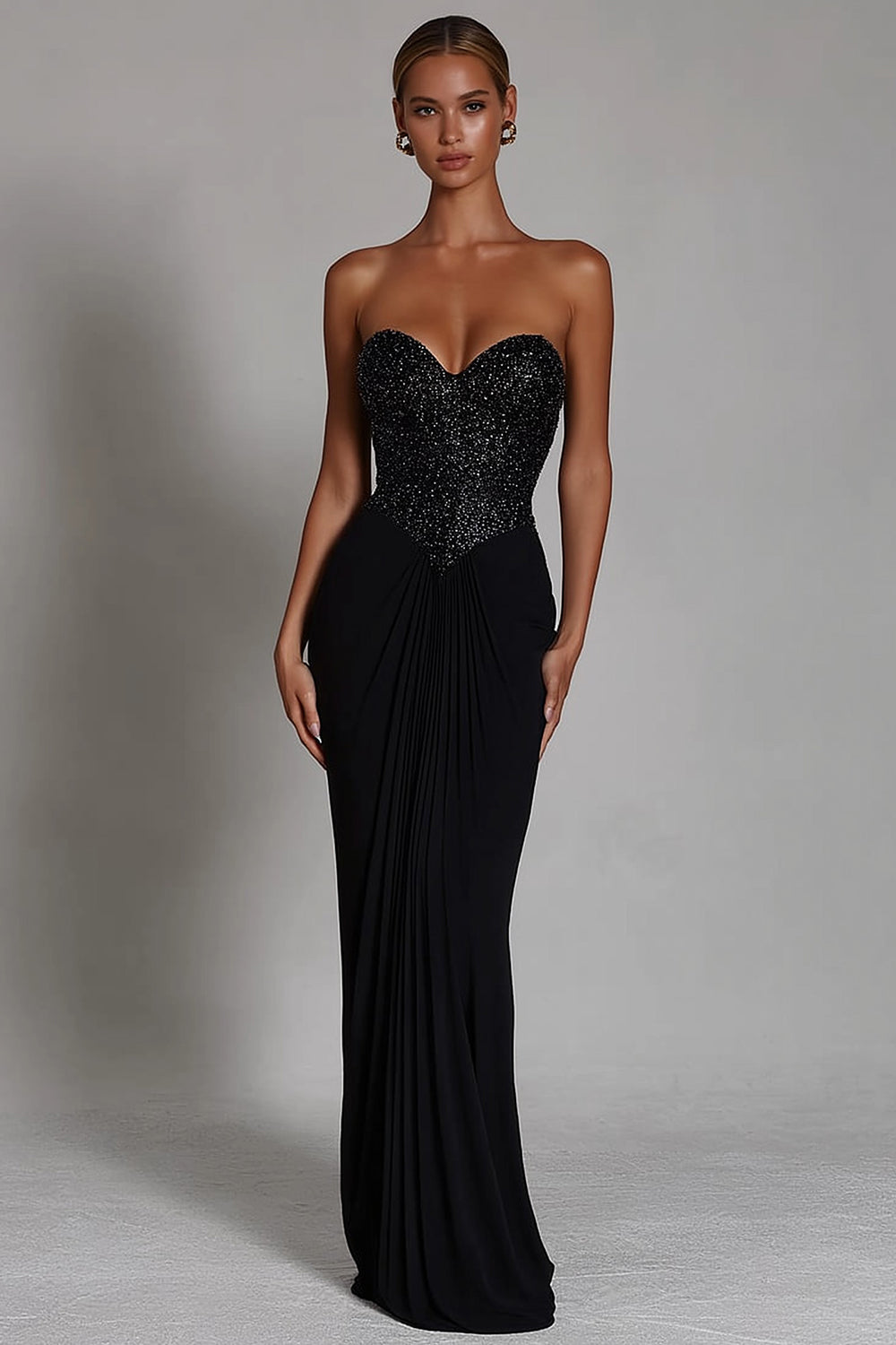 Sparkly Black Sweetheart Sequin Mermaid Long Wedding Guest Dress