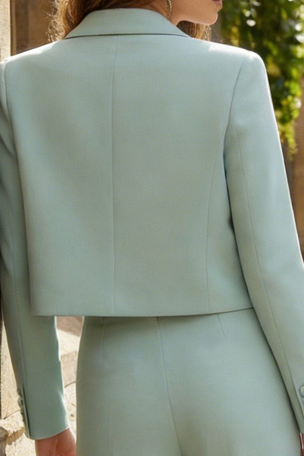 2 Piece Mint Green Wide Leg Single Breasted Business Suits