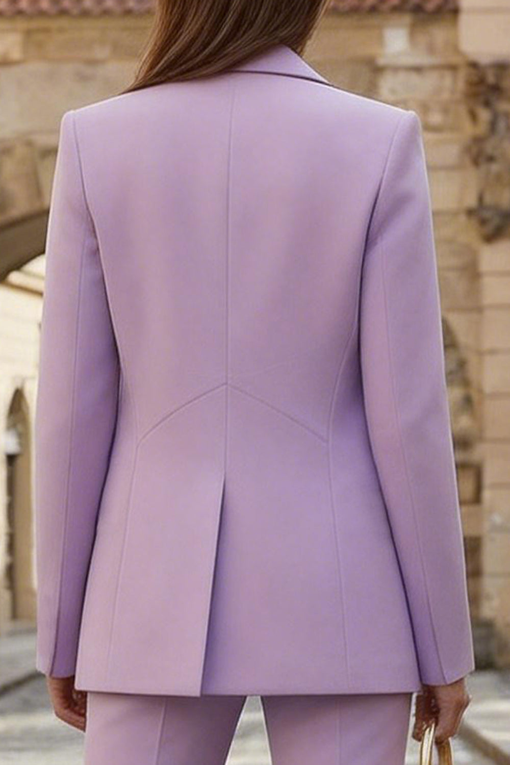 2 Piece Lilac Wide Leg Single Breasted Business Suits