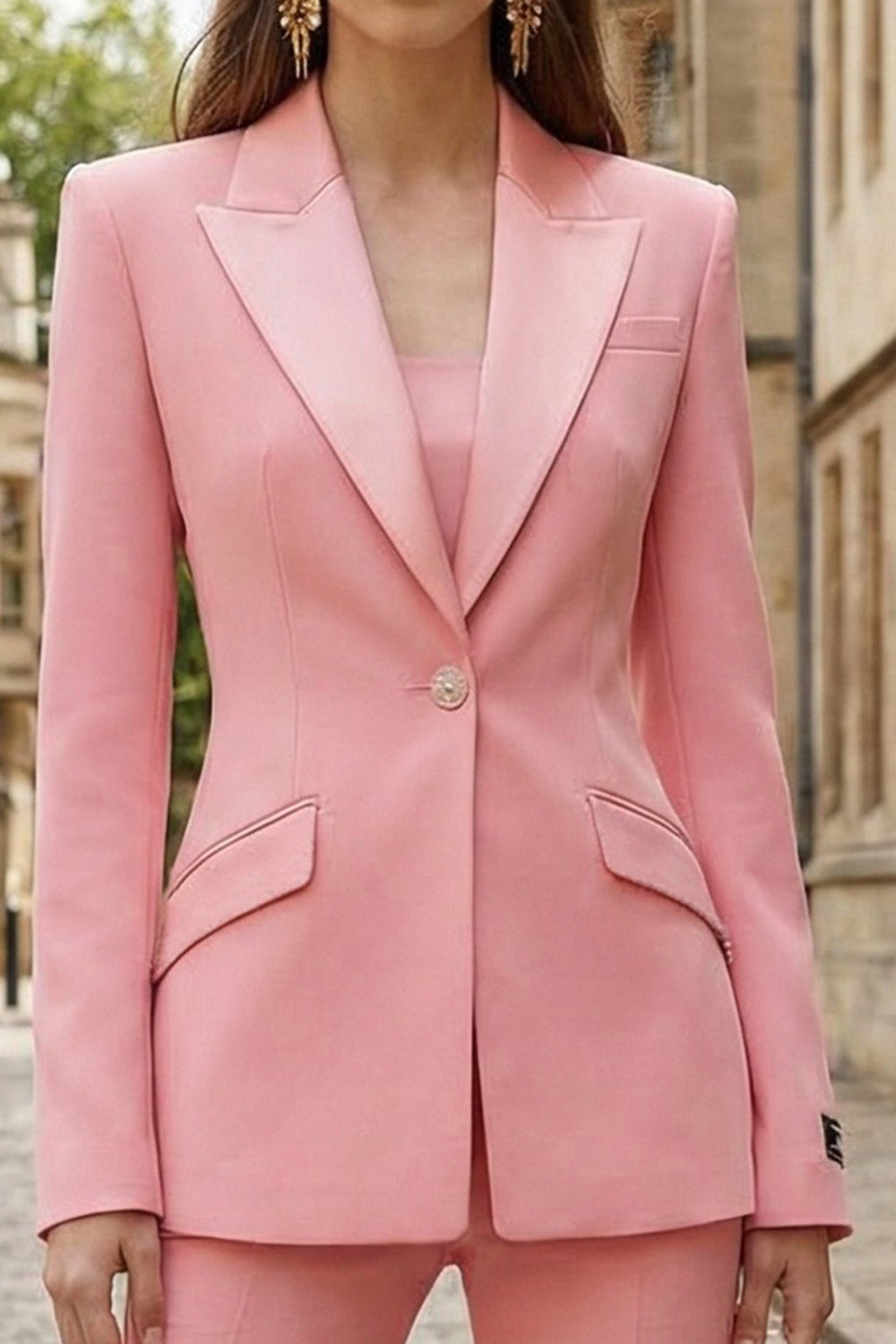 2 Piece Pink Single Breasted Slim Fit Business Suits