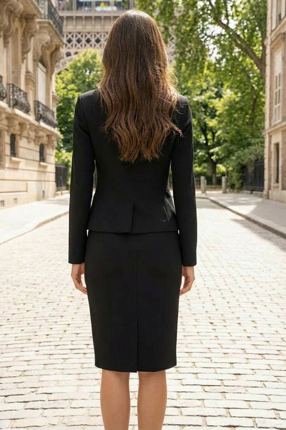 2 Piece Sky Blue Single Breasted Pencil Business Suits with Slit