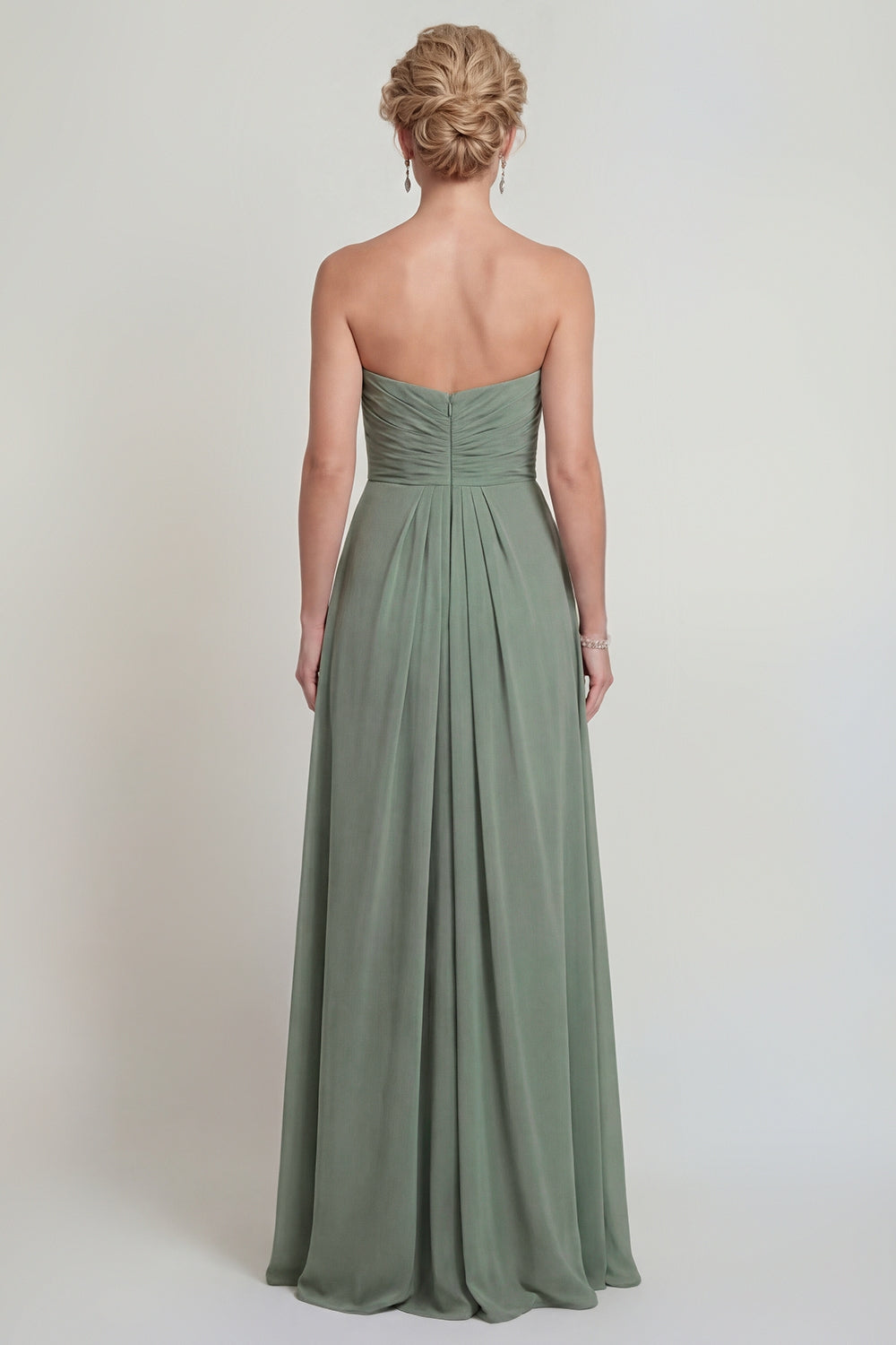Dusty Sage Sweetheart A Line Maxi Evening Dress with Slit