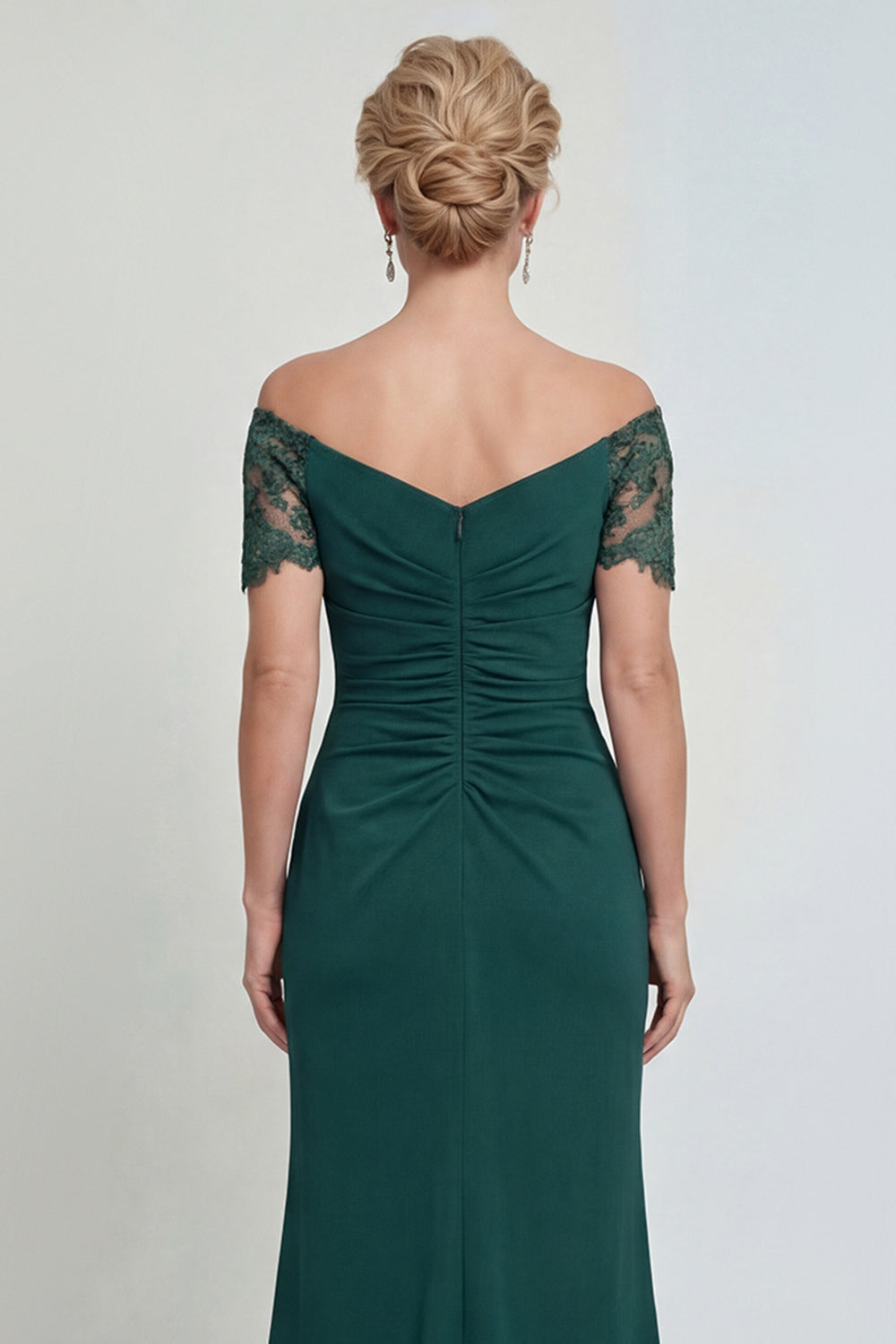 Dark Green Mermaid Off the Shoulder Maxi Evening Dress with Lace