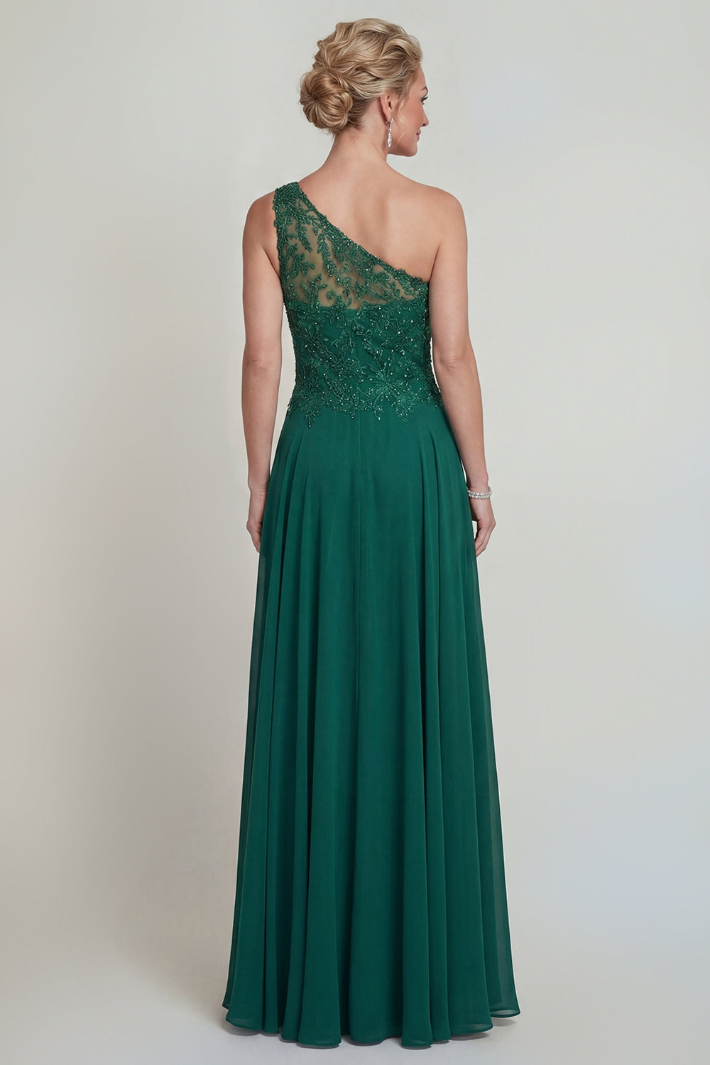 Sparkly Dark Green One Shoulder A Line Long Evening Dress
