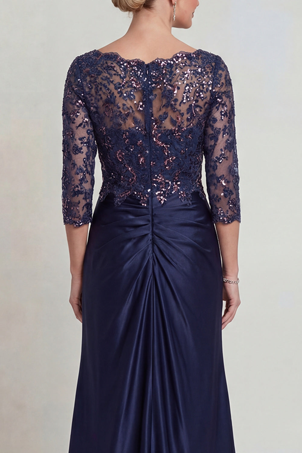 Sparkly Burgundy Sheath V Neck Maxi Evening Dress with Sleeves