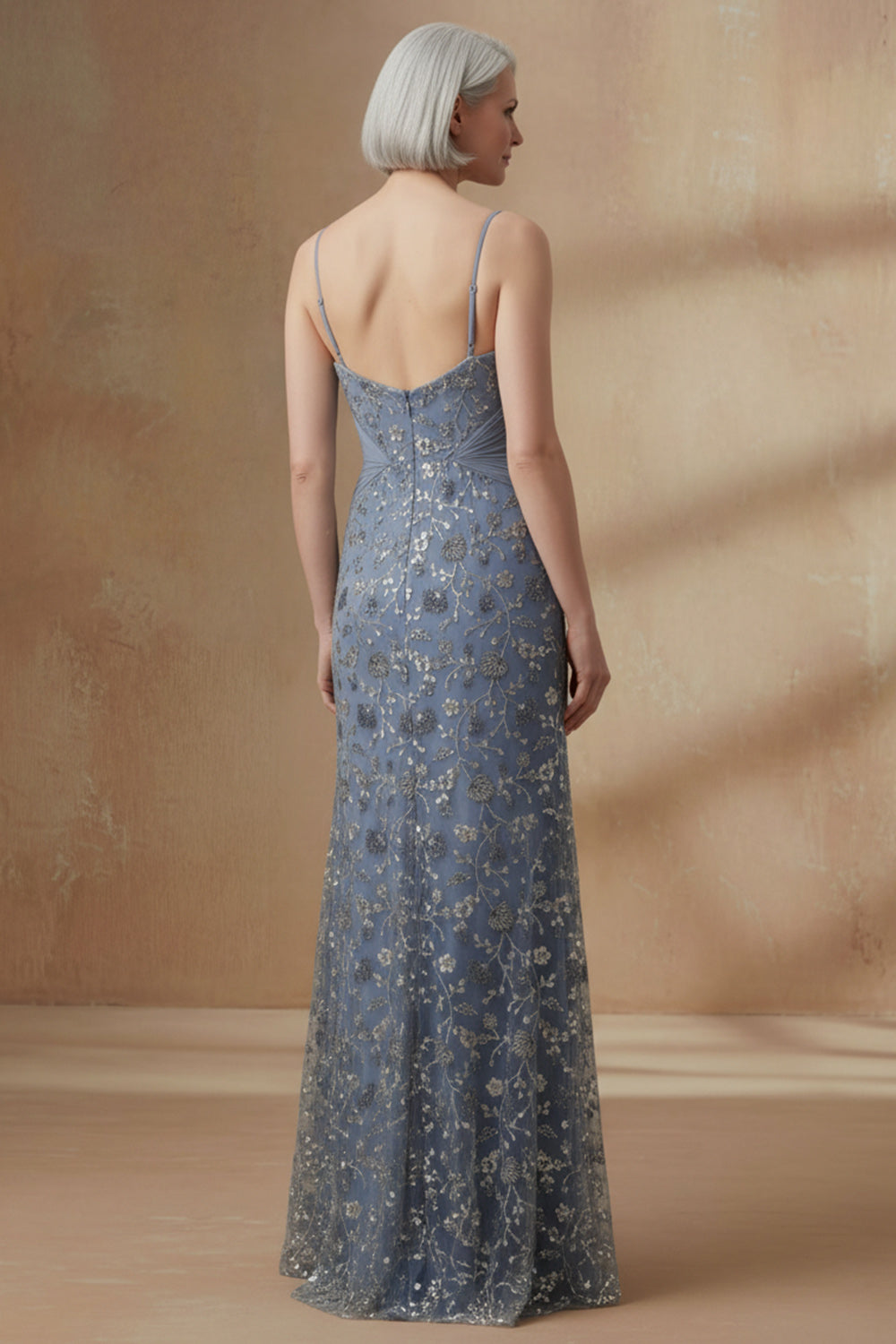 Twilight Spaghetti Straps Mermaid Long Floral Wedding Guest Dress with Cape