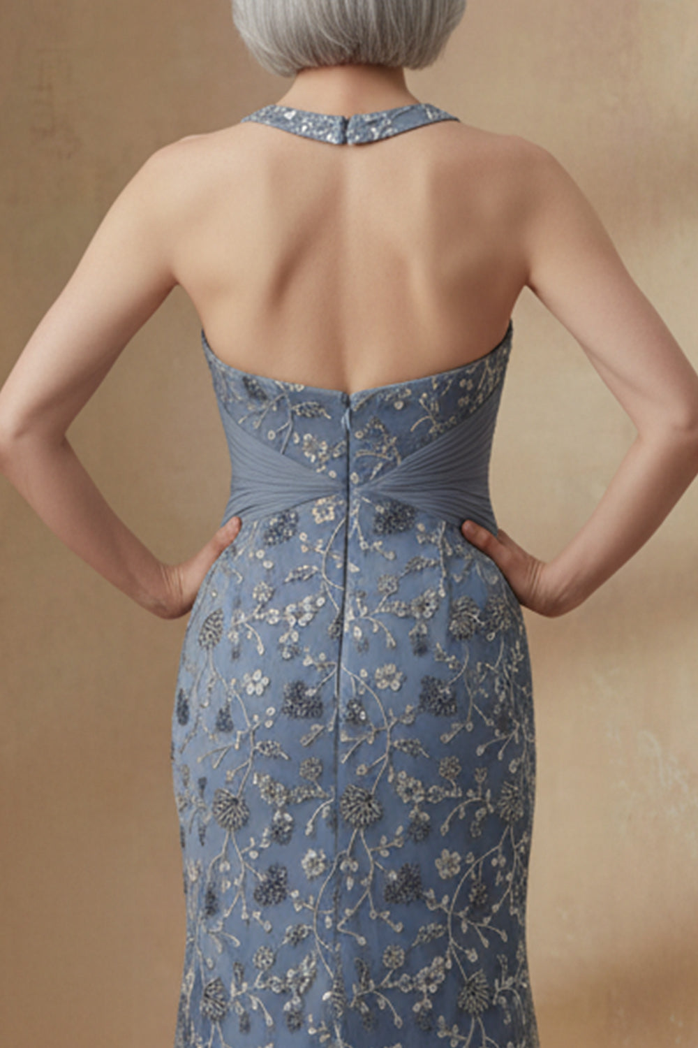 Twilight Halter Mermaid Floral Long Wedding Guest Dress with Slit