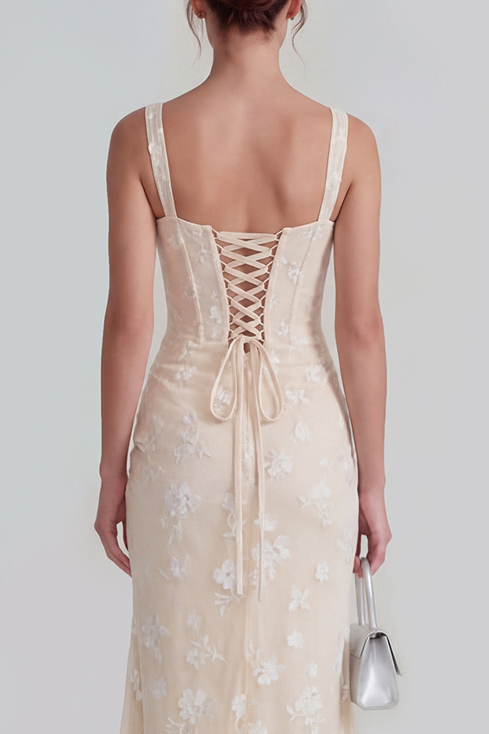 Lilac Sheath Ruched Corset Thick Straps Long Wedding Guest Dress