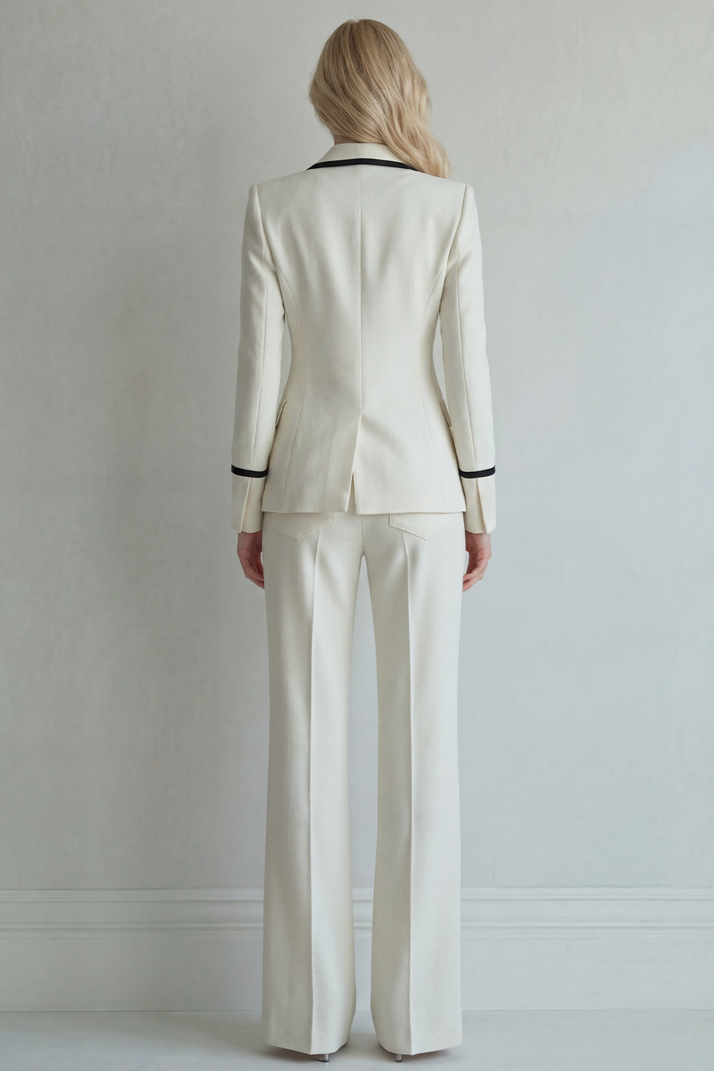 Ivory Peak Lapel 2 Piece Long Sleeves Wide Leg Business Suits