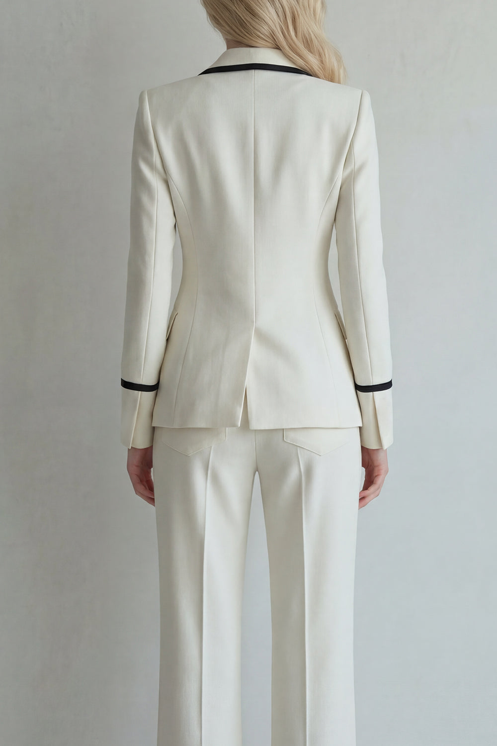 Ivory Peak Lapel 2 Piece Long Sleeves Wide Leg Business Suits