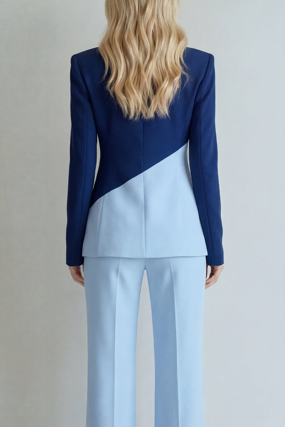 2 Piece Black Pink Single Breasted Notched Lapel Patchwork Business Suits