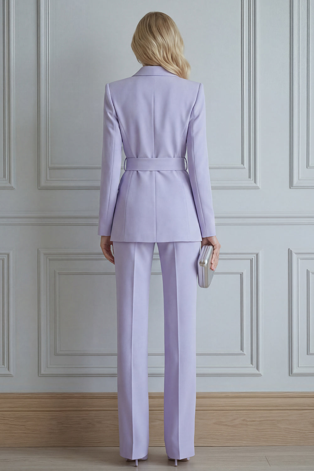 2 Piece Lilac Double Breasted Notched Lapel Long Sleeves Business Suits