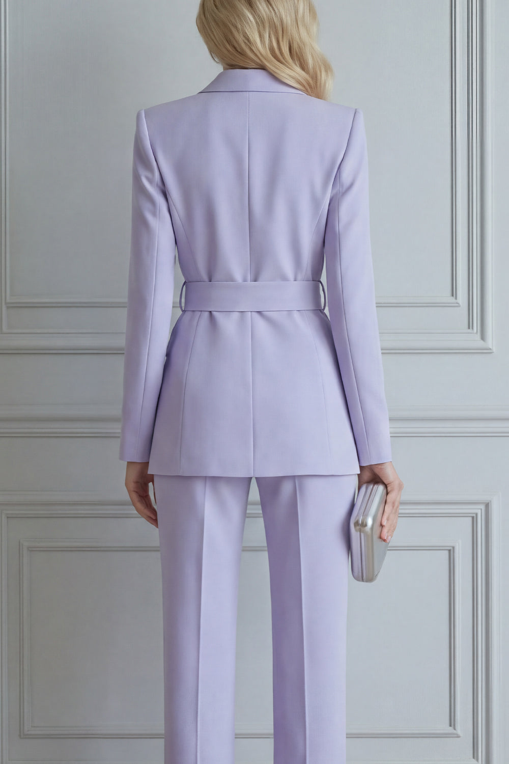2 Piece Lilac Double Breasted Notched Lapel Long Sleeves Business Suits