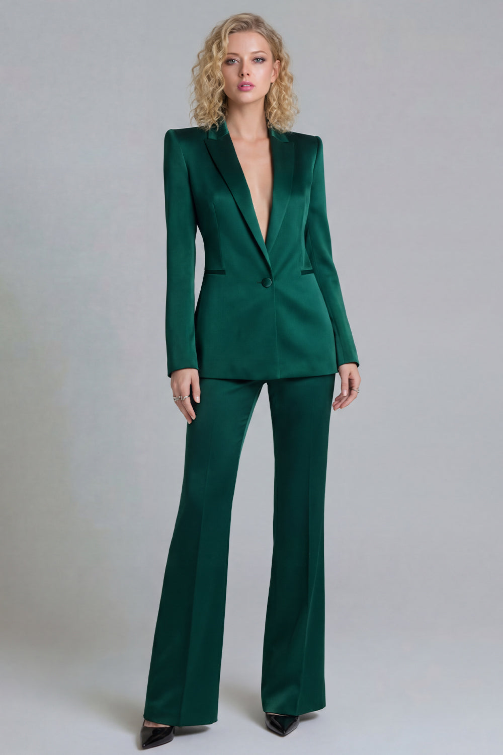 2 Piece Blue Peak Lapel Single Breasted Long Sleeves Business Suits