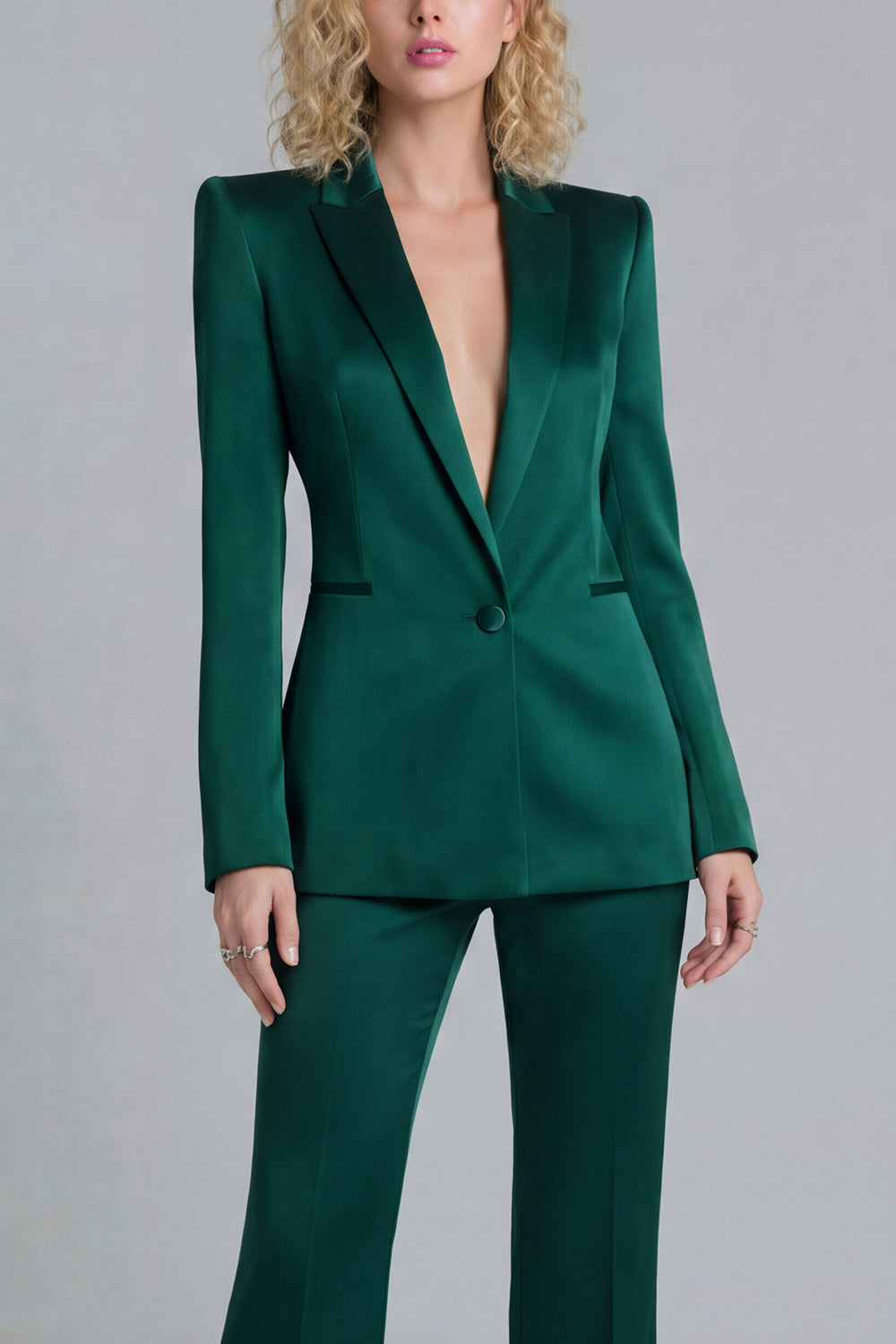 2 Piece Blue Peak Lapel Single Breasted Long Sleeves Business Suits