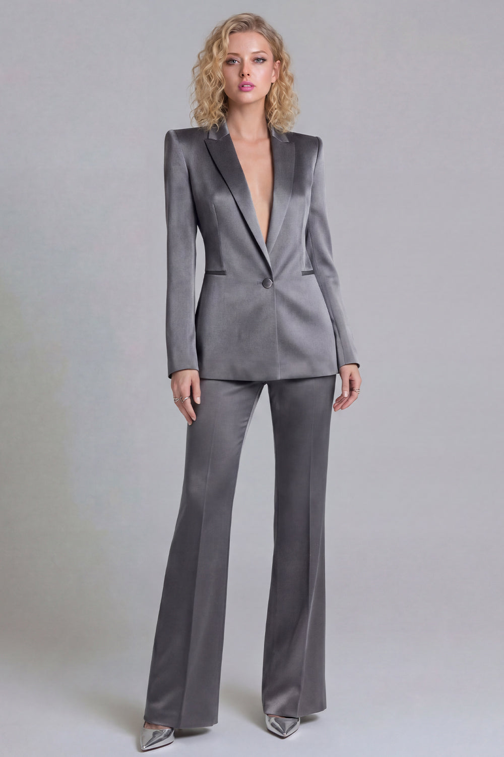 2 Piece Blue Peak Lapel Single Breasted Long Sleeves Business Suits