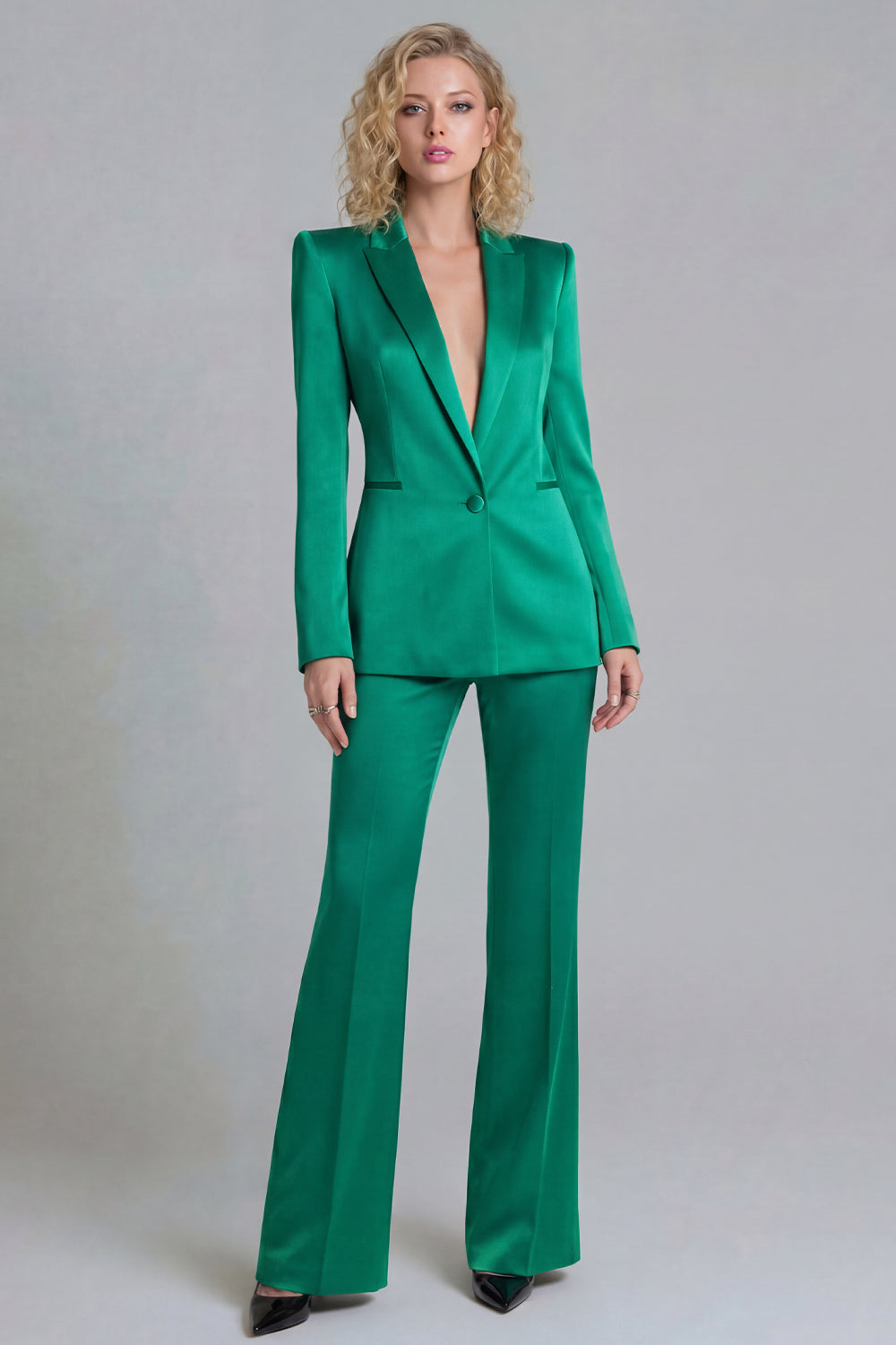 2 Piece Blue Peak Lapel Single Breasted Long Sleeves Business Suits