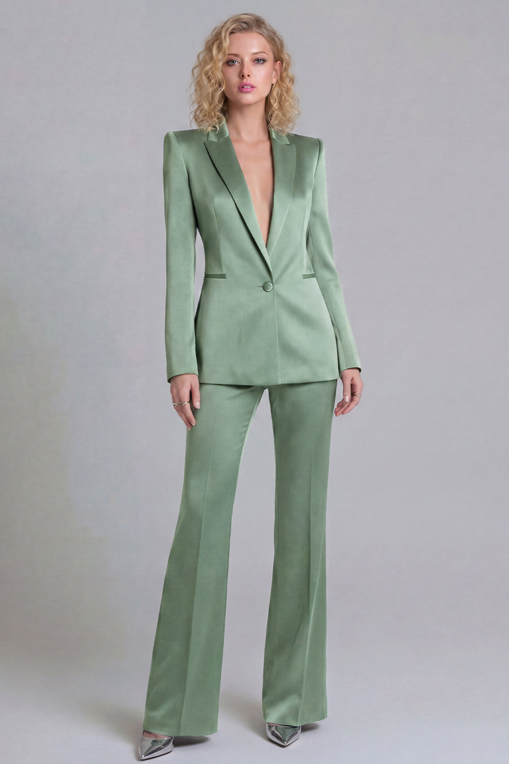 2 Piece Blue Peak Lapel Single Breasted Long Sleeves Business Suits