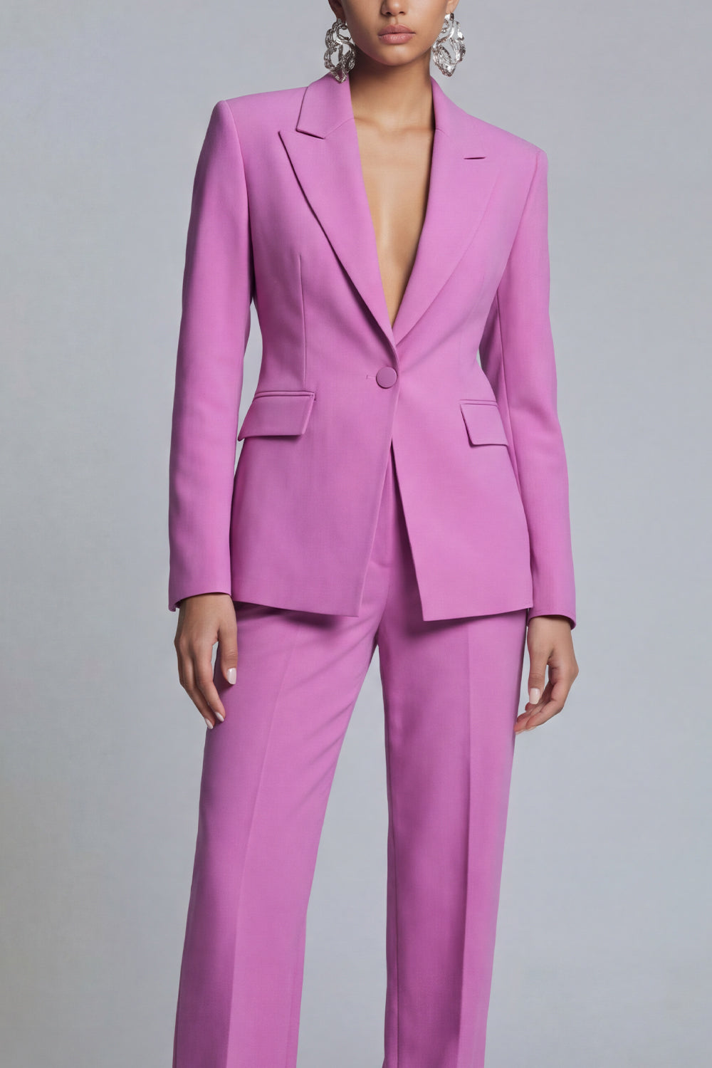 Purple Peak Lapel 2 Piece Single Breasted Slim Fit Business Suits