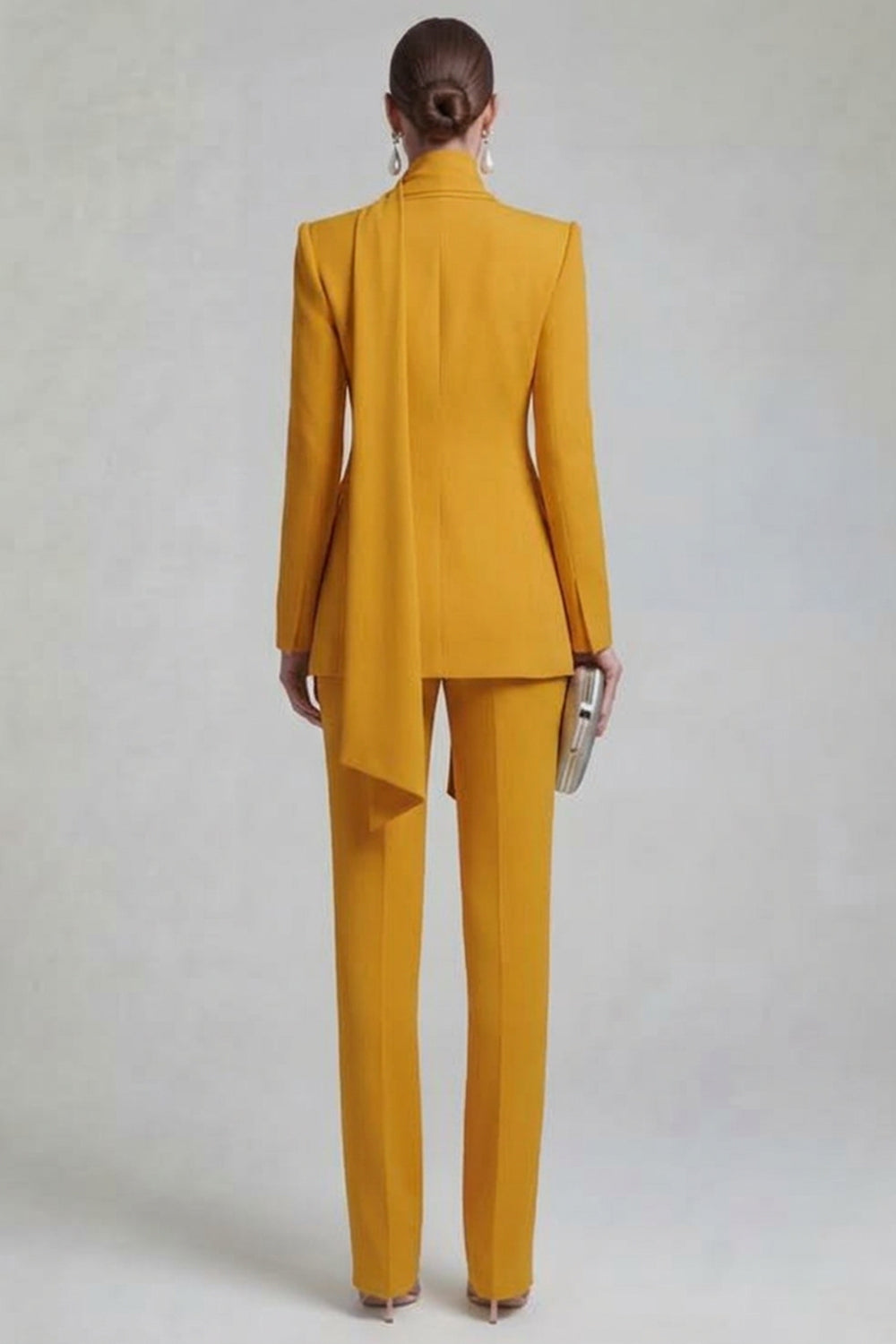 2 Piece Shawl Lapel Blue Slim Fit Neck Scarf Business Suits