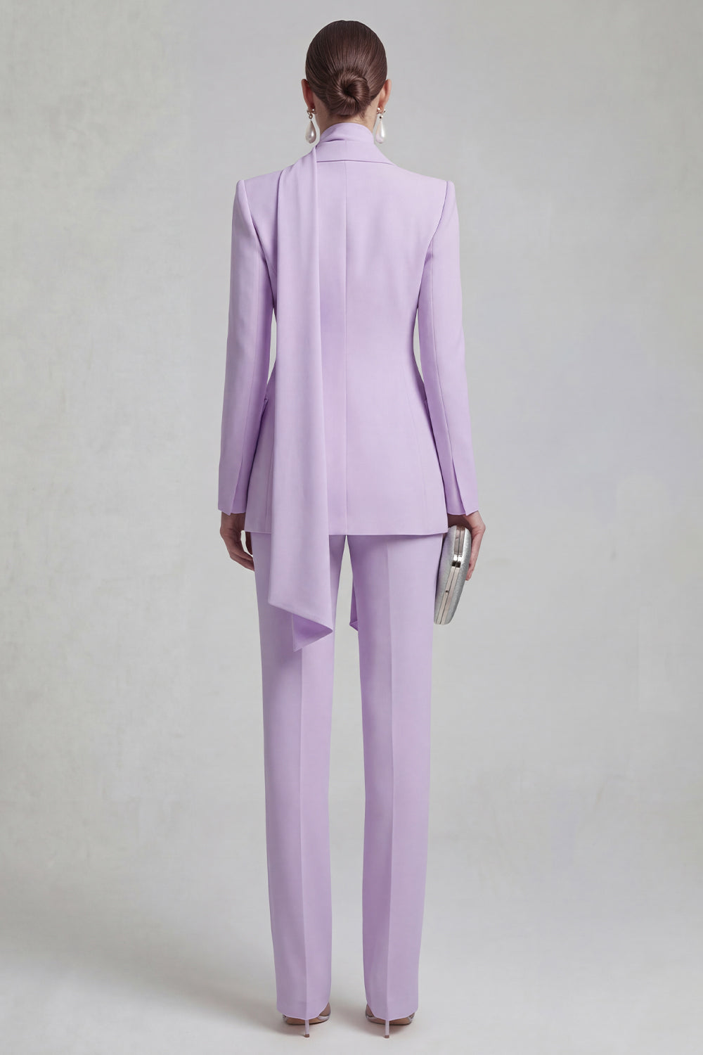 2 Piece Shawl Lapel Blue Slim Fit Neck Scarf Business Suits