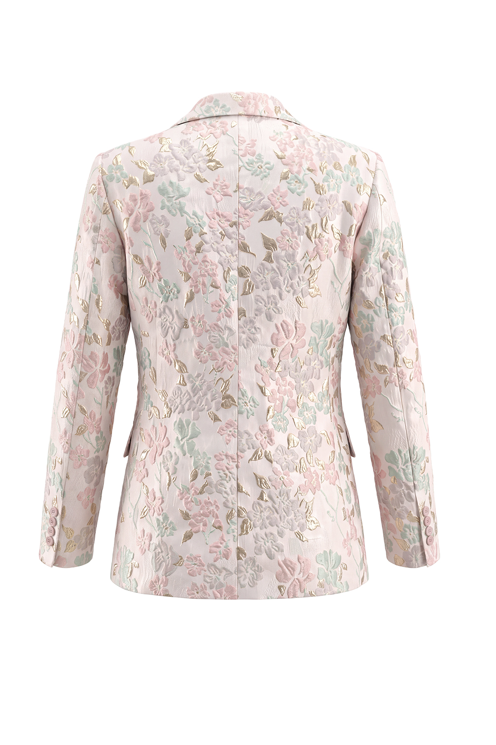 Floral 2 Piece Champagne Pink Peak Lapel Double Breasted Prom Suits