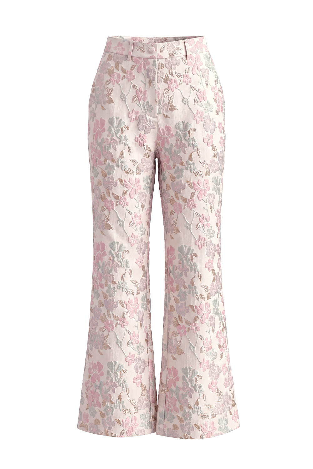 Floral 2 Piece Champagne Pink Peak Lapel Double Breasted Prom Suits