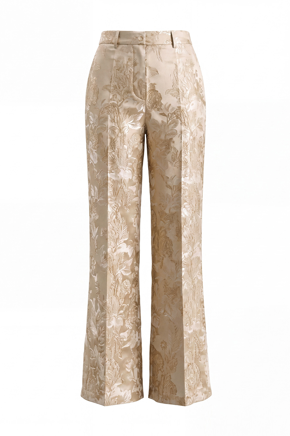 Shawl Lapel 2 Piece Floral Champagne Long Sleeve Party Suits with Bow