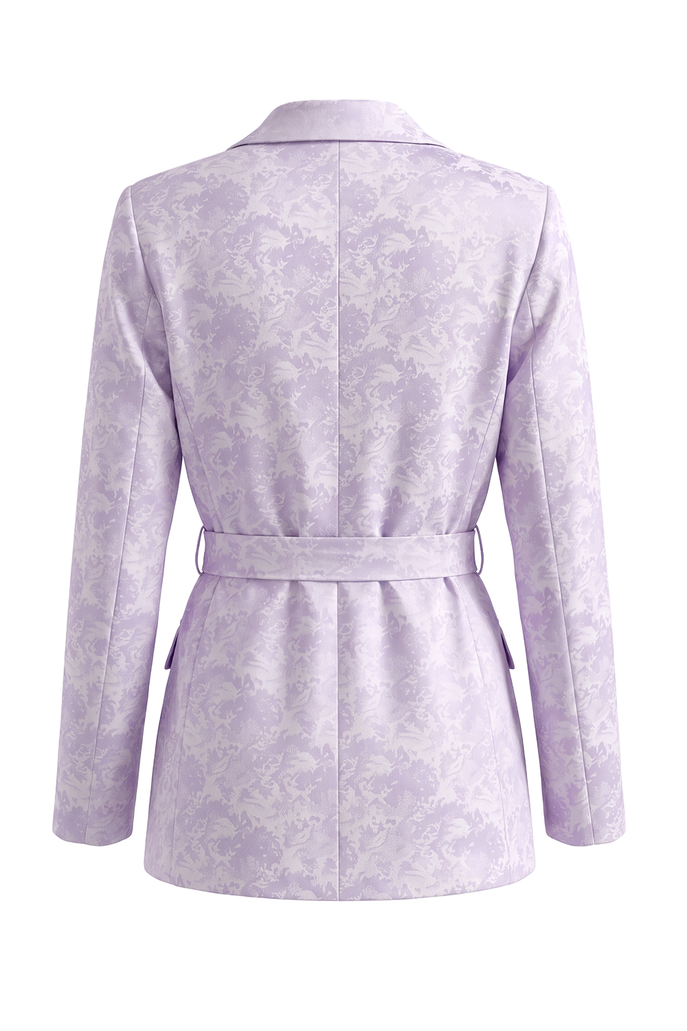 Lilac 2 Piece Floral Peak Lapel Wide Leg Business Suits with Sash