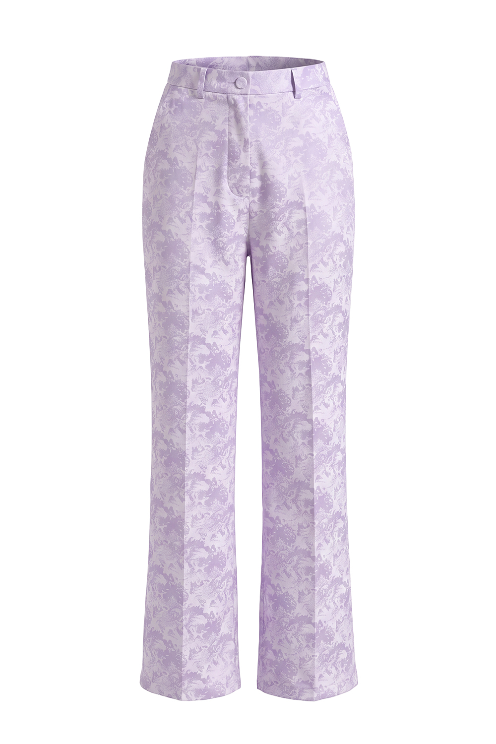 Lilac 2 Piece Floral Peak Lapel Wide Leg Business Suits with Sash