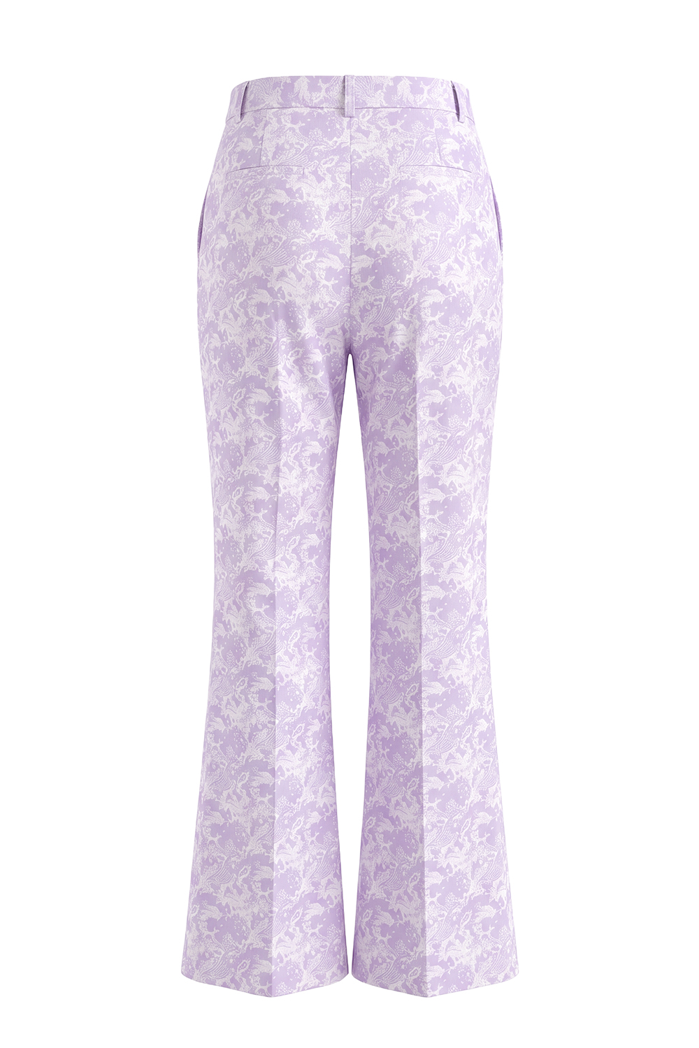 Lilac 2 Piece Floral Peak Lapel Wide Leg Business Suits with Sash