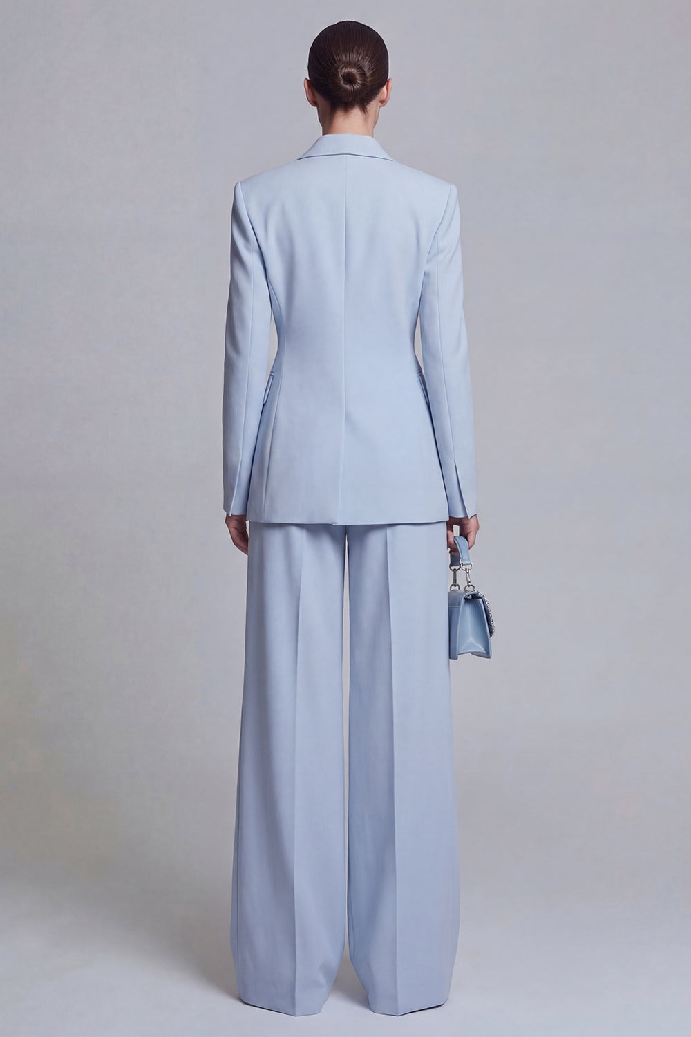 2 Piece Blue Peak Lapel Double Breasted Business Suits with Sleeves