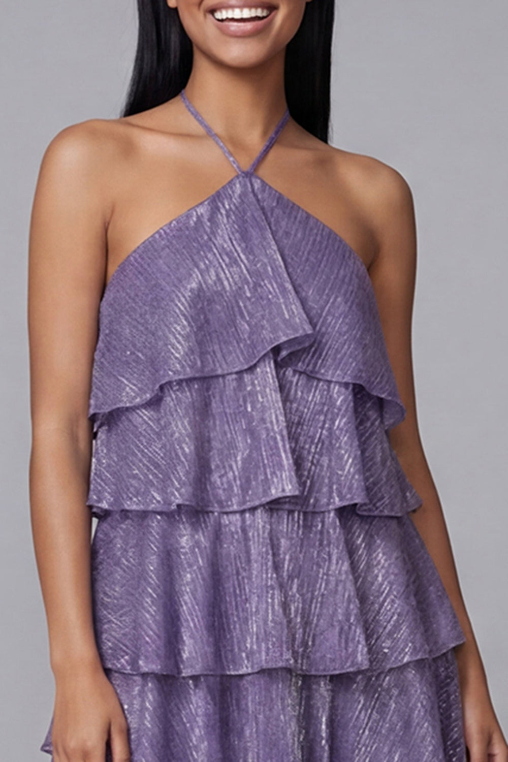 Purple Flower A Line Beach Mini Wedding Guest Dress with Ruffles