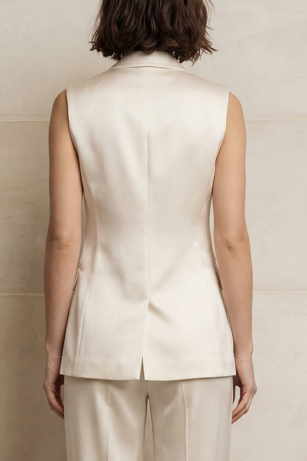 Blue 2 Piece Peak Lapel Single Breasted Sleeveless Business Suits