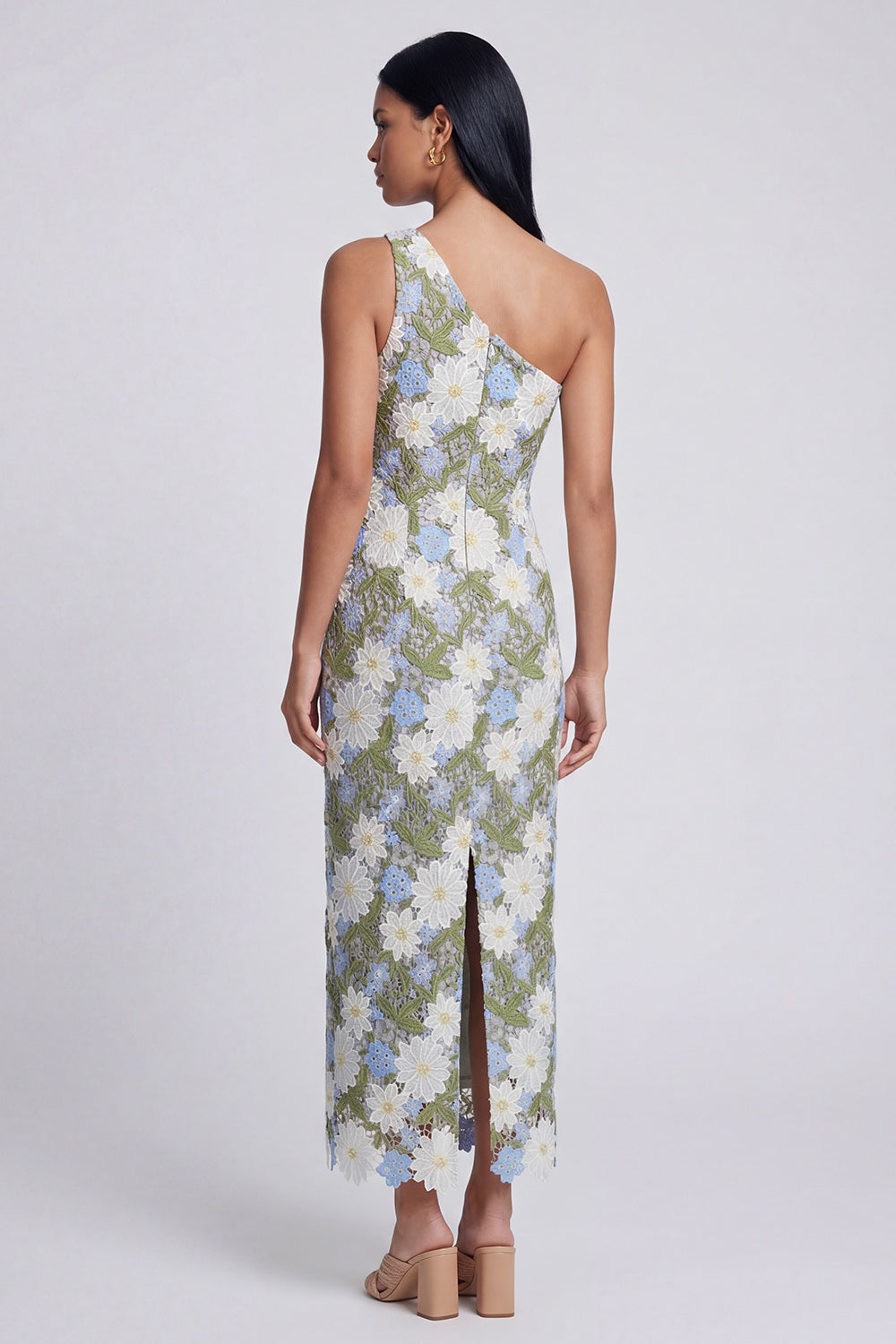 Green One Shoulder Sheath Long Evening Dress with Back Slit