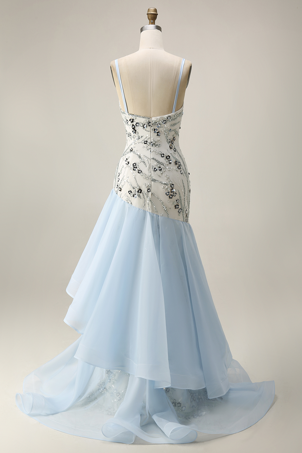 Sparkly Mermaid Light Blue Sequins Maxi Wedding Guest Dress