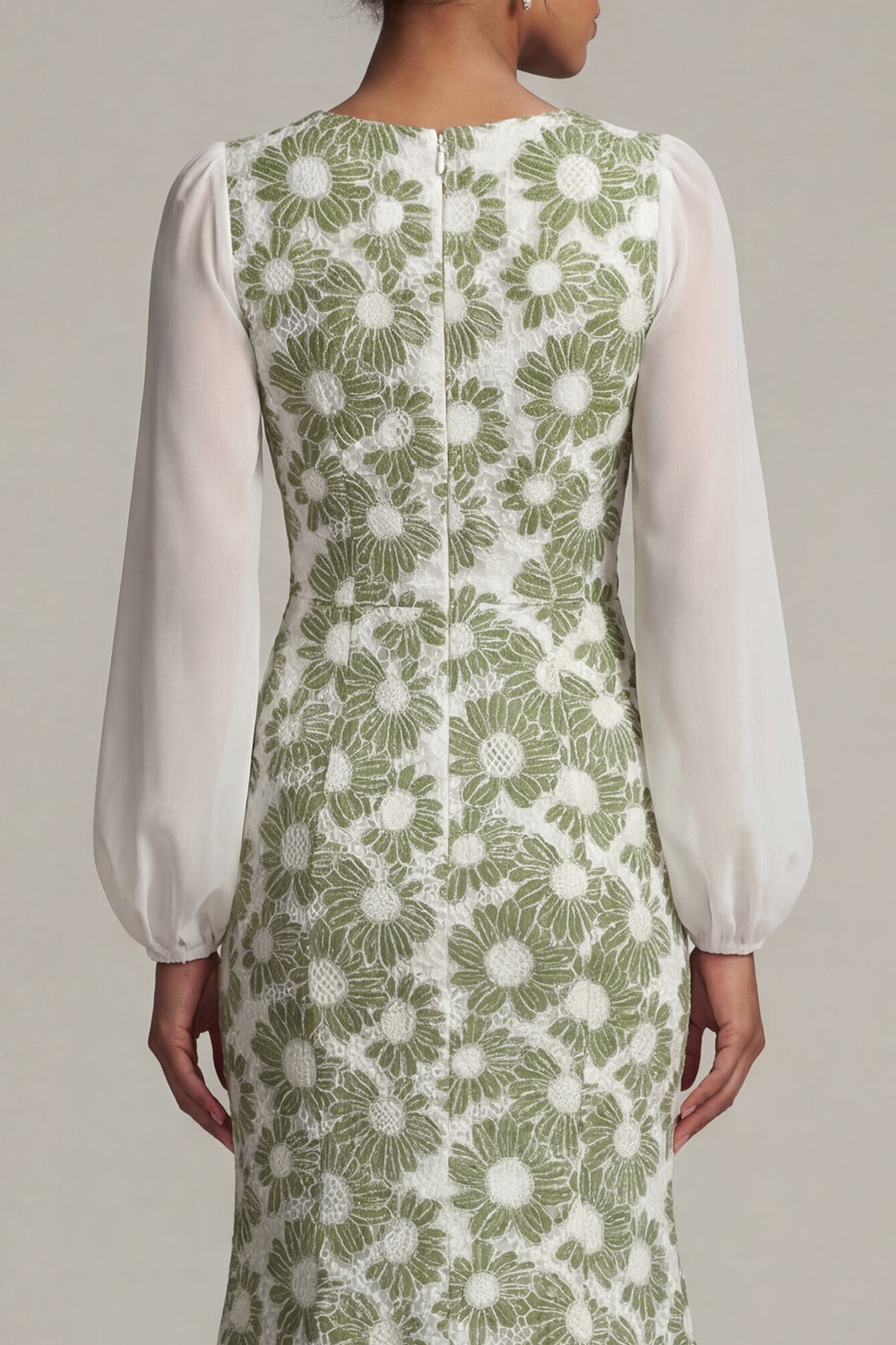 Floral Green Mermaid Maxi Wedding Guest Dress with Slit