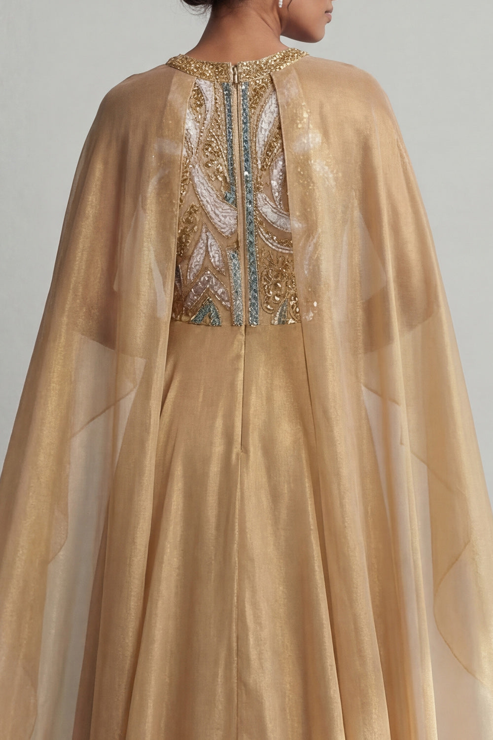 Sparkly A Line Champagne Long Wedding Guest Dress with Sequins