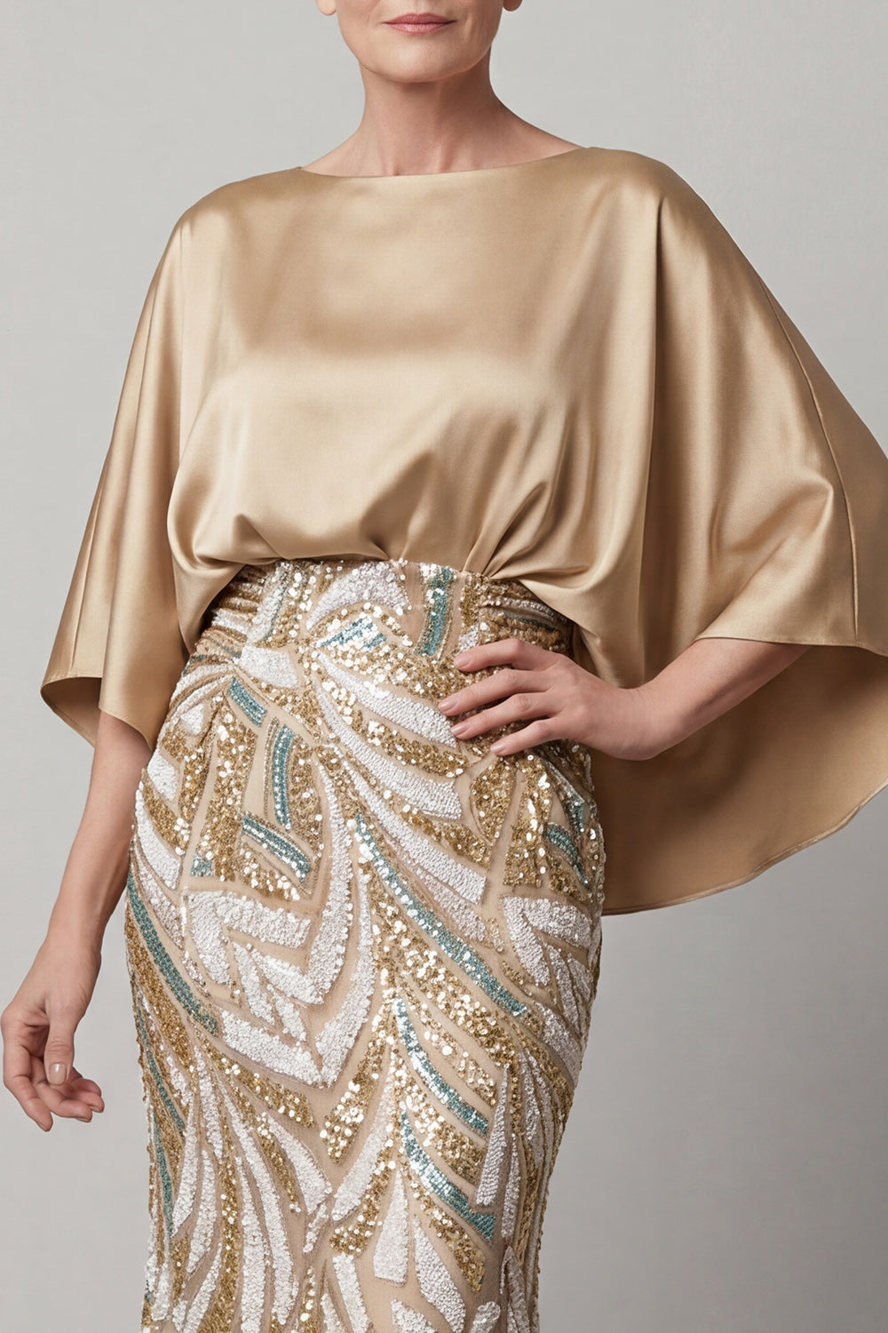 Sparkly Mermaid Champagne Sequins Long Evening Dress