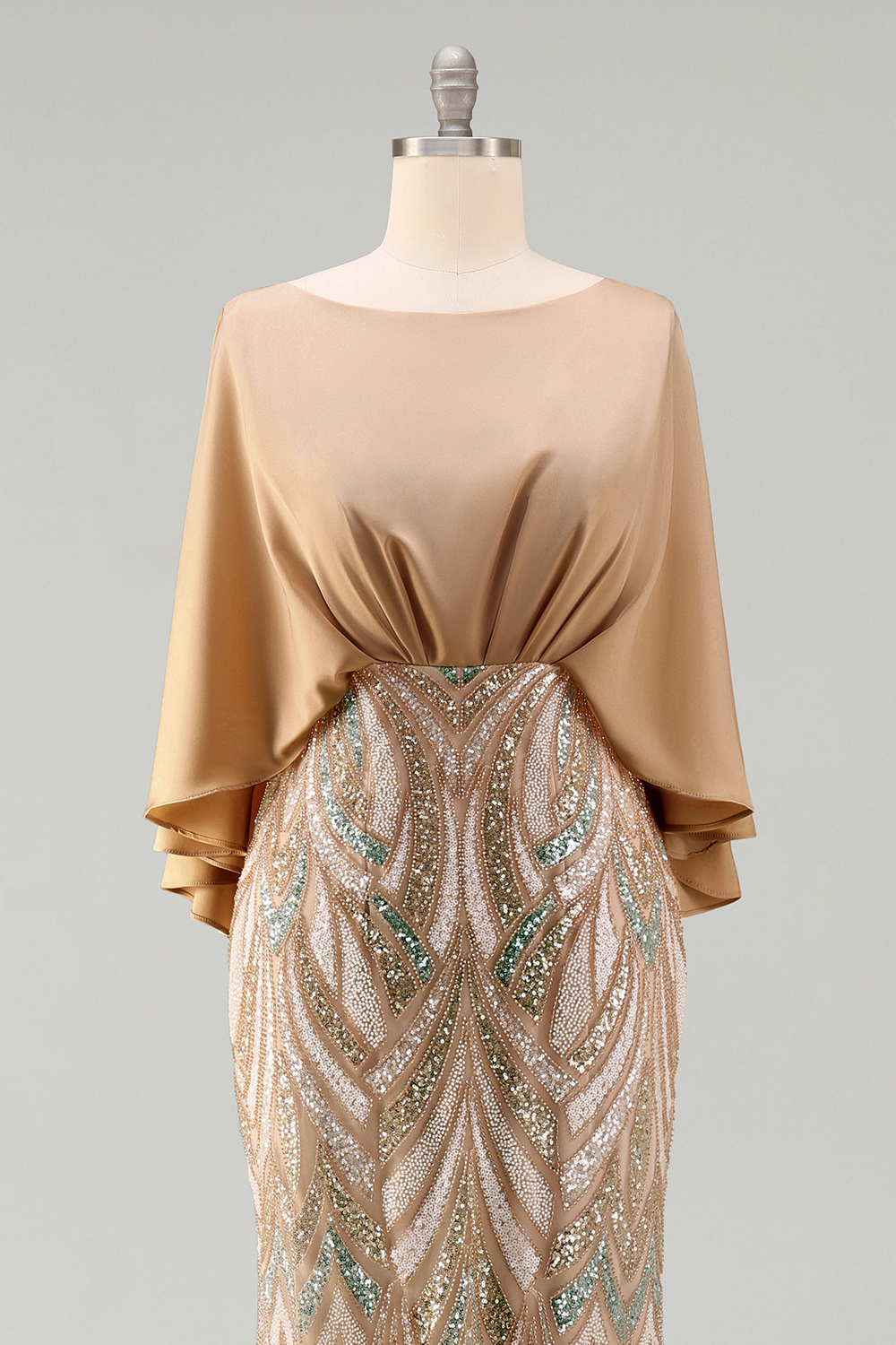 Sparkly Mermaid Champagne Sequins Long Evening Dress
