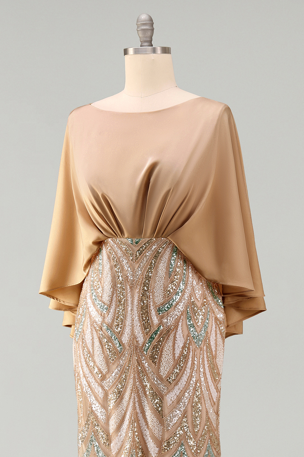 Sparkly Mermaid Champagne Sequins Long Evening Dress