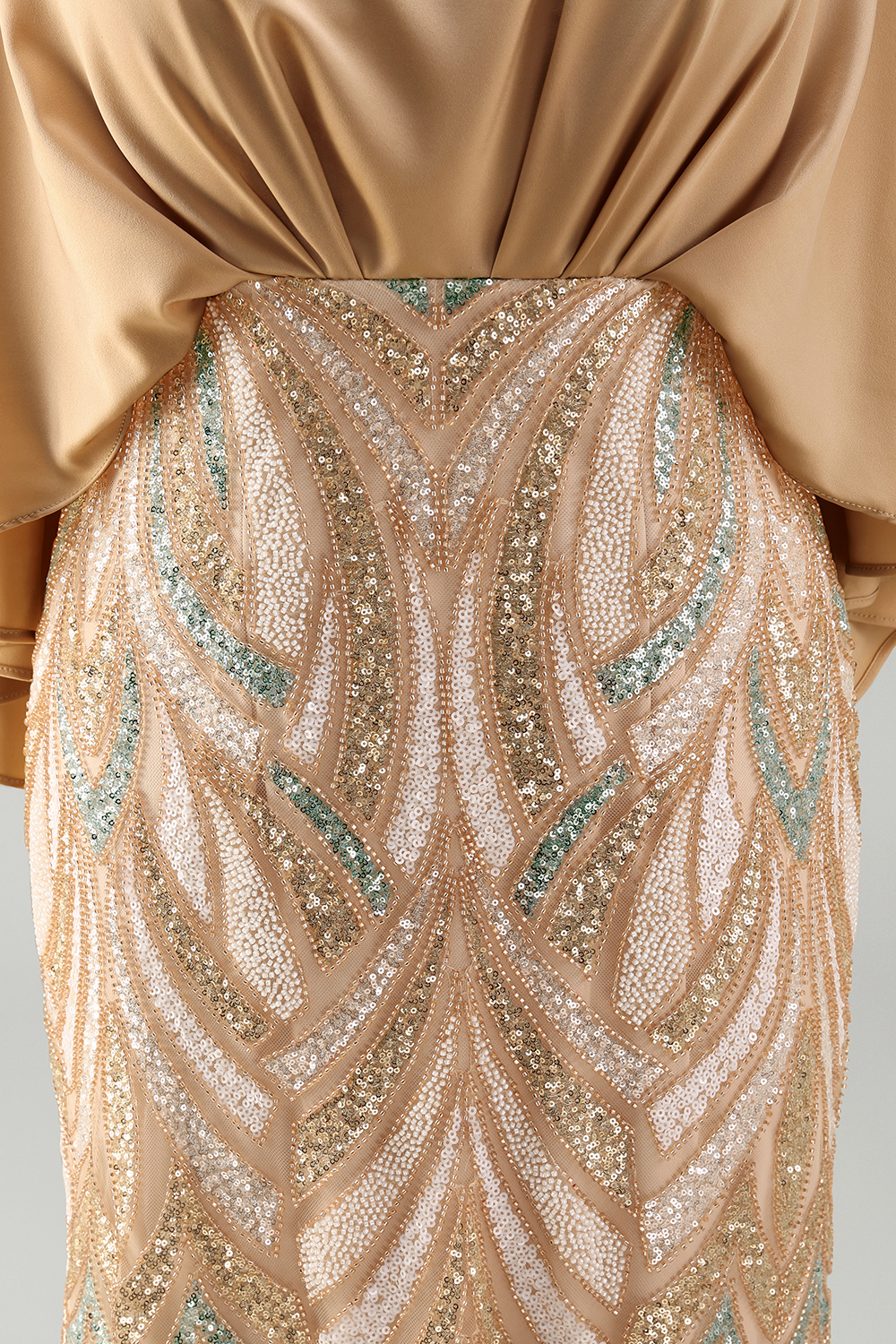 Sparkly Mermaid Champagne Sequins Long Evening Dress