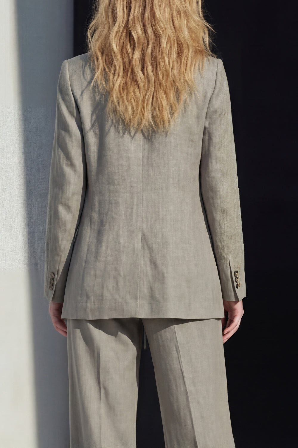 Grey 2 Piece Notched Lapel Long Sleeves Business Suits with Pockets