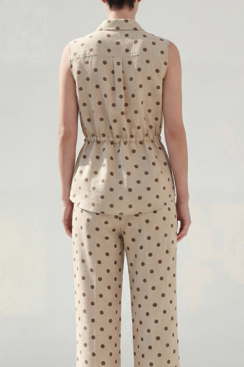 Khaki 2 Piece Polka Dots Lapel Neck Business Suits