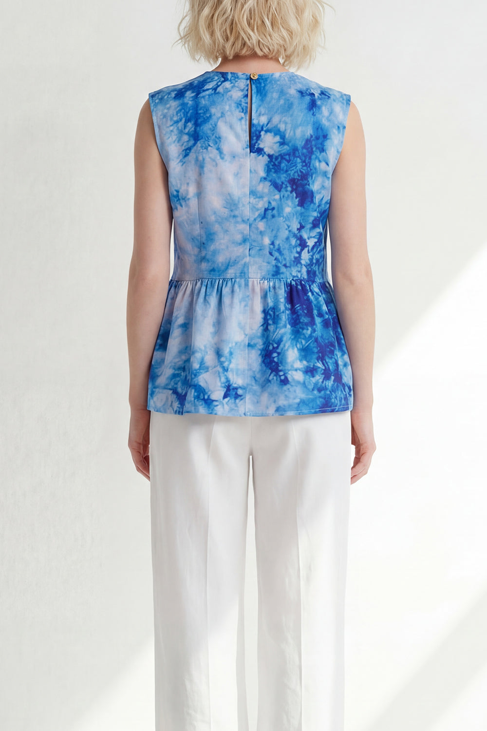 Blue 2 Piece V Neck Printed Business Suits with Pockets