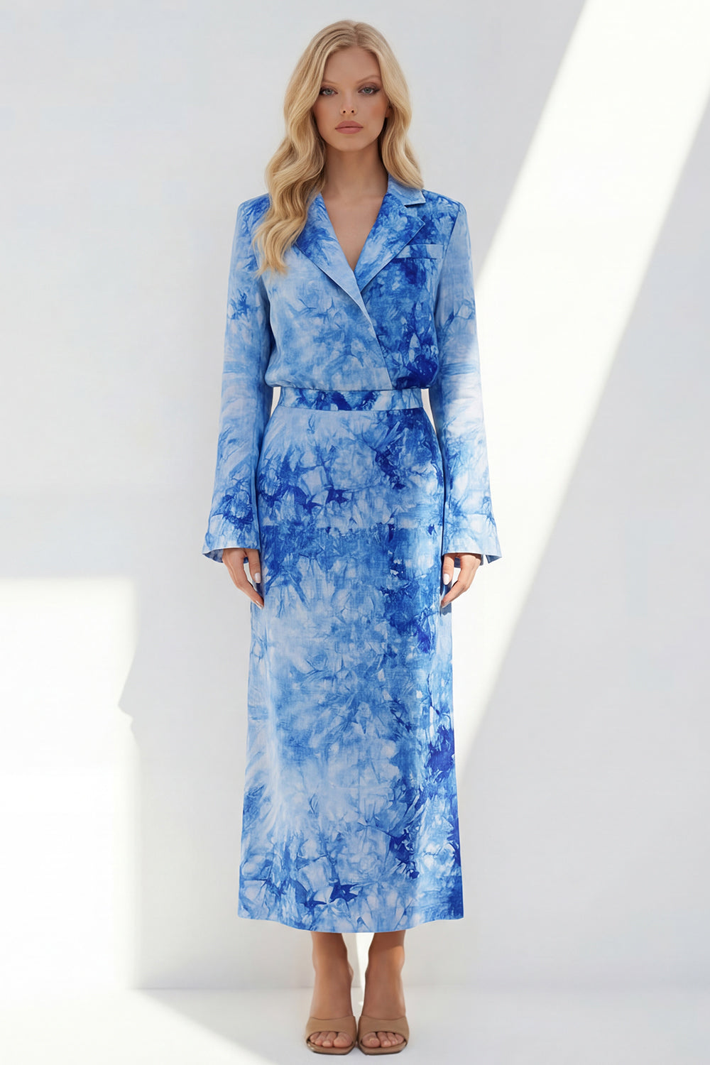 Dusty Rose 2 Piece Printed Notched Lapel Business Suits with Back Slit