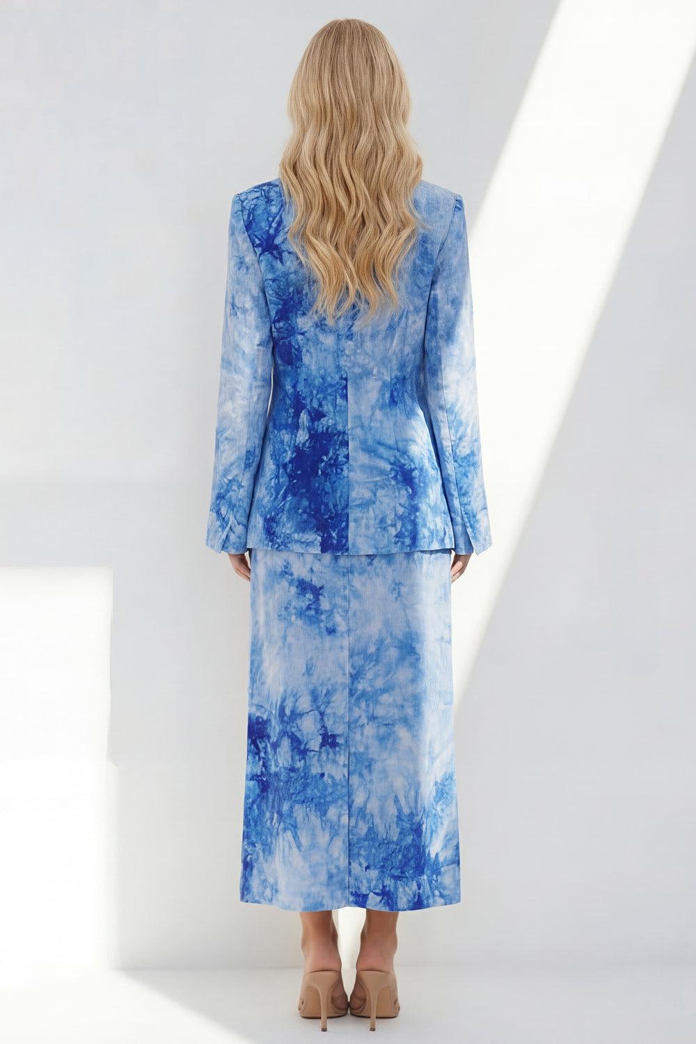 Dusty Rose 2 Piece Printed Notched Lapel Business Suits with Back Slit