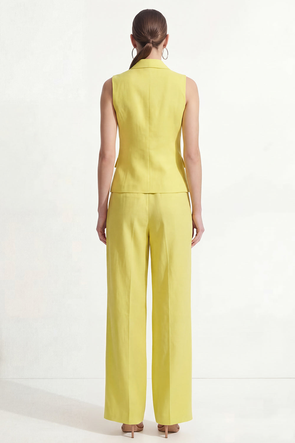 2 Piece Lemon Yellow Peak Lapel Single Breasted Business Suits