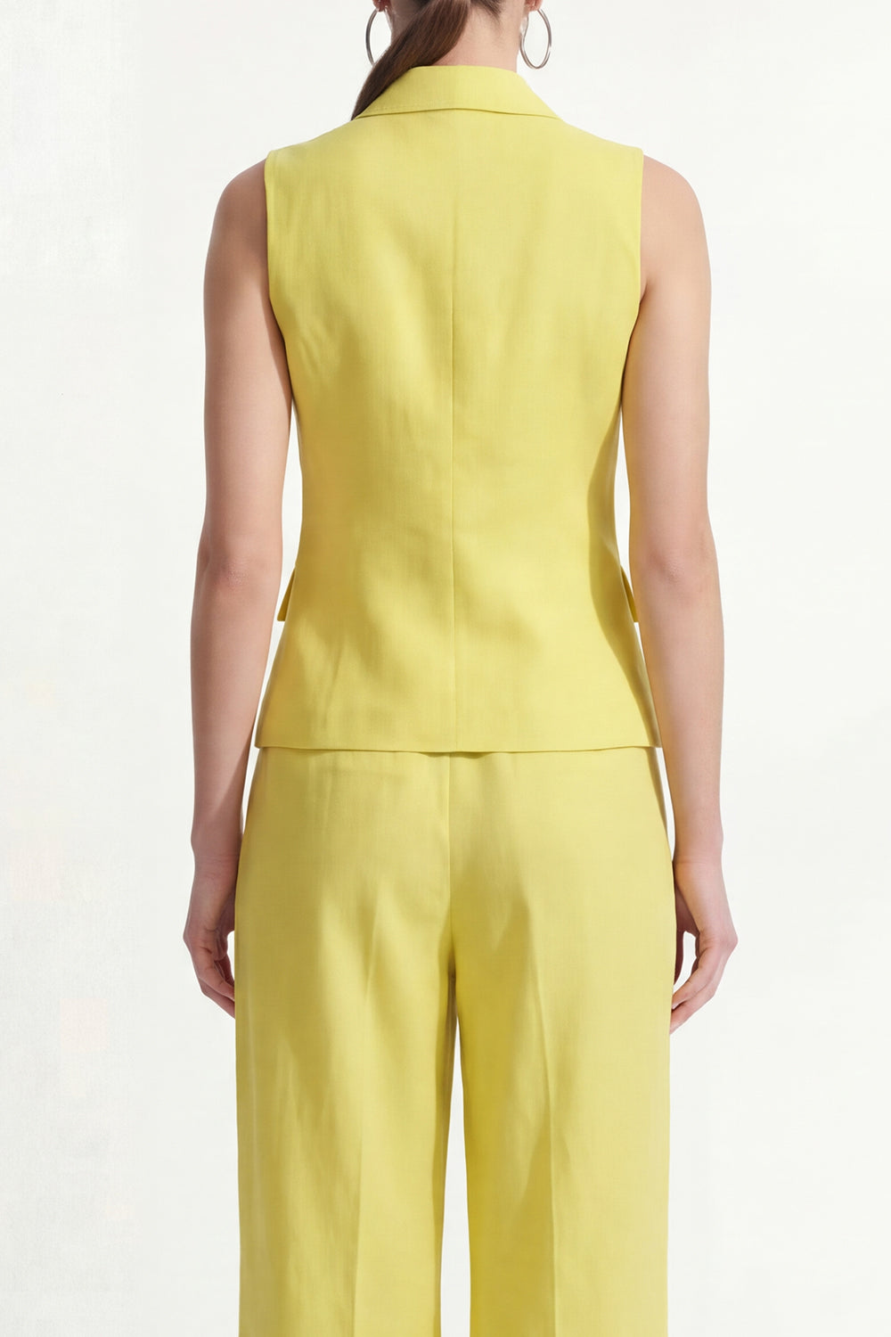 2 Piece Lemon Yellow Peak Lapel Single Breasted Business Suits